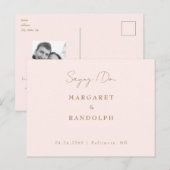 Faire-part de mariage Élégance Rosée (Devant / Derrière)