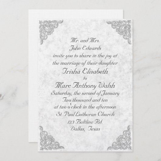 Faire-part de mariage élégant (Devant / Derrière)