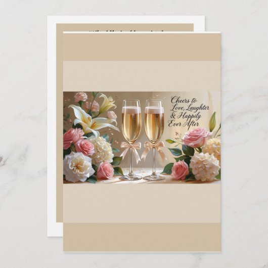 Faire-part de mariage - Élégant. (Devant / Derrière)