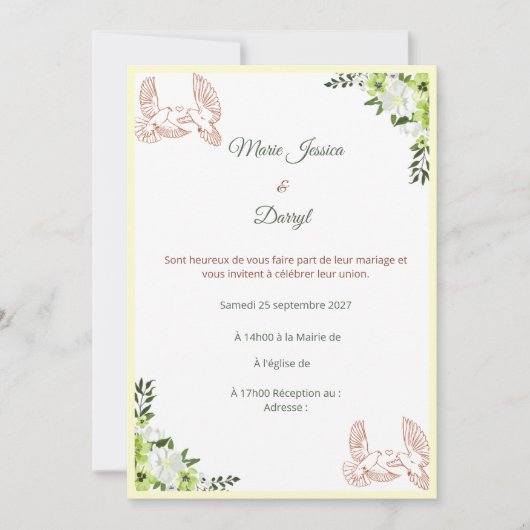 Faire-part de Mariage Élégant (Devant)