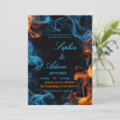 Faire-part de mariage élégant à double flamme (Debout devant)