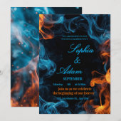 Faire-part de mariage élégant à double flamme (Devant / Derrière)