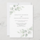 Faire-part de mariage élégant à feuillage d'eucaly (Devant)