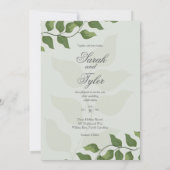 Faire-part de mariage élégant à feuillage vert boh (Dos)