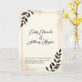 Faire-part de mariage élégant à feuille vert foncé (Fleur jaune)