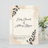 Faire-part de mariage élégant à feuille vert foncé (Debout devant)