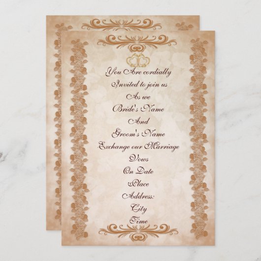 Faire-part de mariage élégant à fleurs formelles (Devant / Derrière)