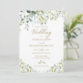 Faire-part de mariage élégant à la verdure d'eucal (Debout devant)