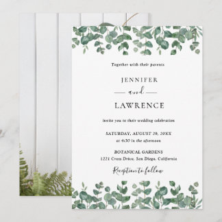Faire-part de mariage élégant à la verdure d'eucal