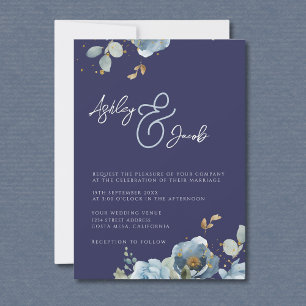 Faire-part de mariage élégant à l'ampersand fleuri