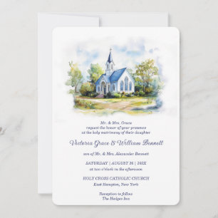 Faire-part de mariage élégant à l'aquarelle pour u