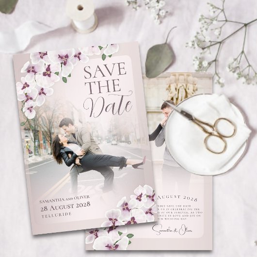 Faire-part de mariage élégant à l'orchidée