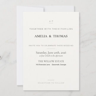 Faire-part de mariage élégant à monogramme minimal