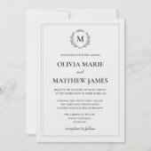 Faire-part de mariage élégant à monogramme vert ch (Devant)