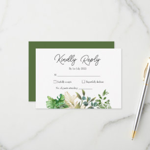 Faire-part de mariage élégant à motif de feuille b