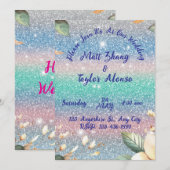 Faire-part de mariage élégant à paillettes (Devant / Derrière)