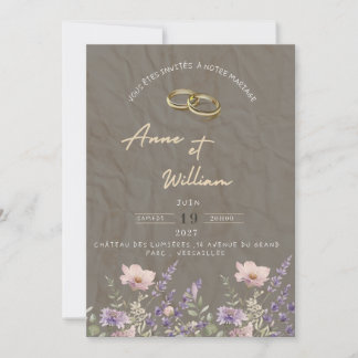 Faire-part de Mariage Élégant | Alliances & Fleurs