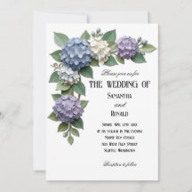 Faire-part de mariage élégant aux fleurs d'hortens