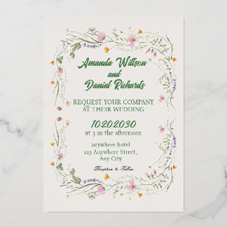 Faire-part de mariage élégant aux fleurs sauvages