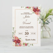 Faire-part de mariage élégant aux fleurs sauvages (Debout devant)