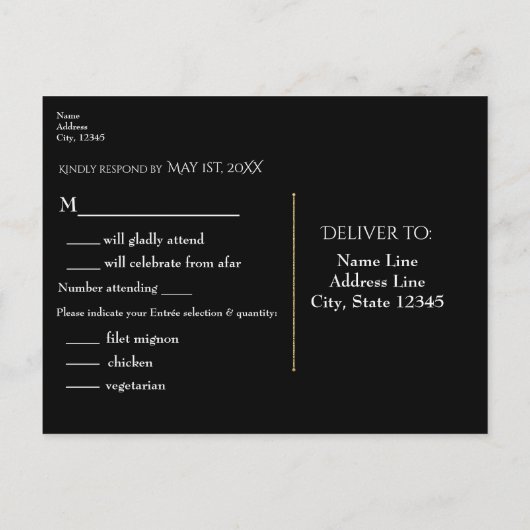 Faire-part de mariage élégant aux roses à l'aquare (Dos)