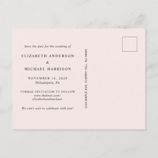 Faire-part de mariage élégant avec arche de photo (Dos)