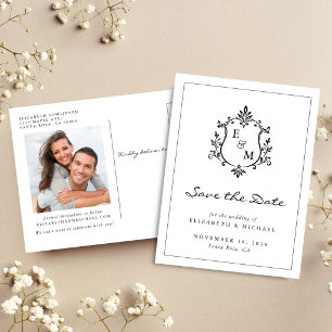 Faire-part de mariage élégant avec blason de monog