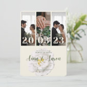 Faire-part de mariage élégant avec collage de 3 ph (Debout devant)