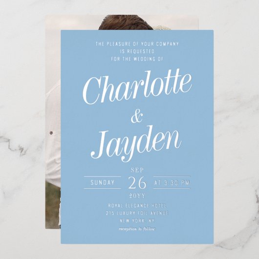 Faire-part de Mariage élégant avec écriture à feui (Recto/Verso)