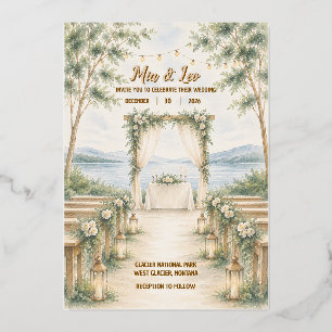 Faire-part de mariage élégant avec feuille d'alumi