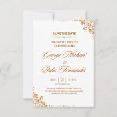 Faire-part de mariage élégant avec feuille d'or (Devant)
