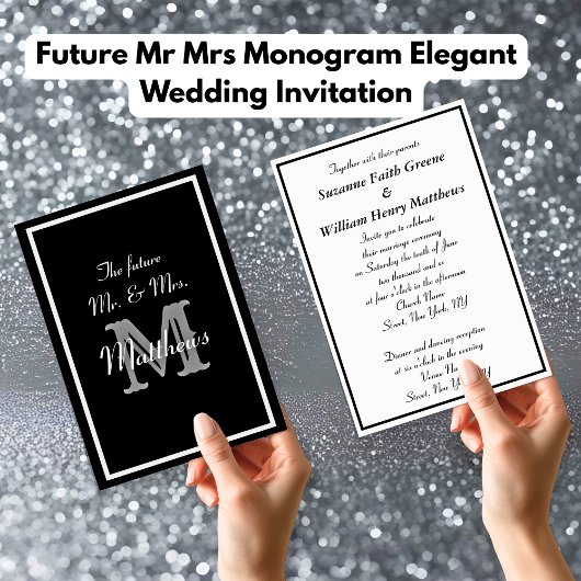 Faire-part de mariage élégant avec monogramme Futu