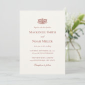 Faire-part de mariage élégant avec monogramme Terr (Debout devant)