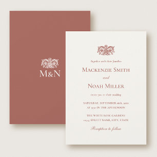 Faire-part de mariage élégant avec monogramme Terr
