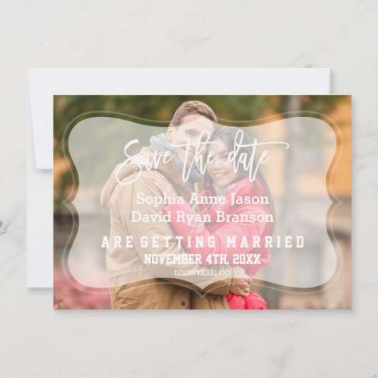 Faire-part de mariage élégant avec photo délavée (Dos)