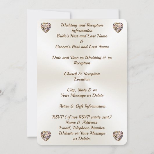 Faire-part de mariage élégant avec photo, ou Suppr (Dos)