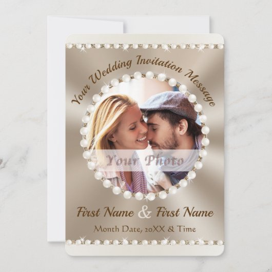 Faire-part de mariage élégant avec photo, ou Suppr (Devant)