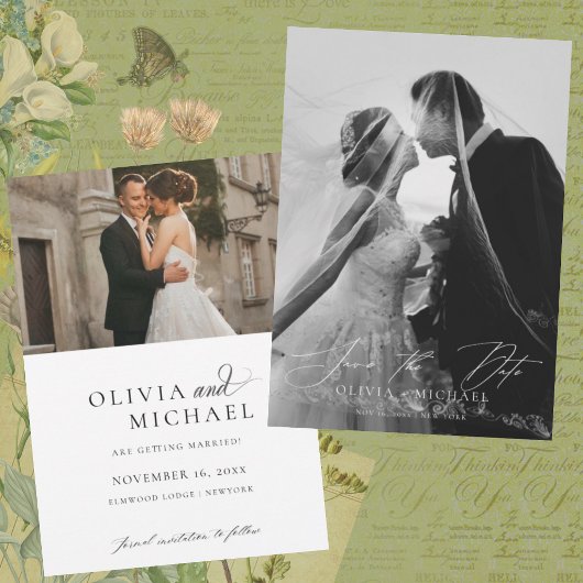 Faire-part de mariage élégant avec script moderne