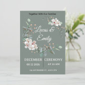 Faire-Part de Mariage Élégant avec Verdure (Debout devant)