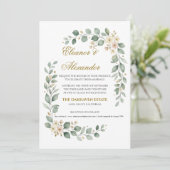 Faire-part de mariage élégant avec verdure modèle  (Debout devant)