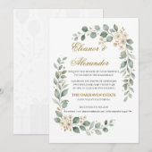 Faire-part de mariage élégant avec verdure modèle  (Devant / Derrière)