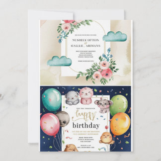 Faire-part de Mariage Élégant, Baby Shower & Anniv