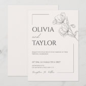 Faire-part de mariage élégant beige (Devant / Derrière)