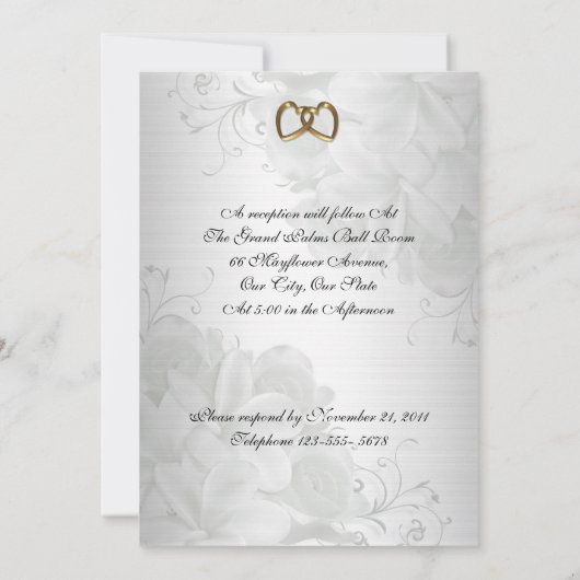 Faire-part de mariage élégant blanc floral (Dos)