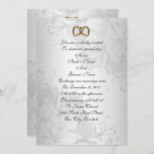 Faire-part de mariage élégant blanc floral (Devant / Derrière)