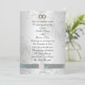 Faire-part de mariage élégant blanc floral (Debout devant)