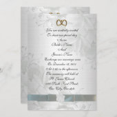 Faire-part de mariage élégant blanc floral (Devant / Derrière)