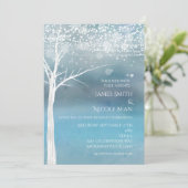 Faire-Part de Mariage Elégant Bleu Hiver Arbre Bla (Debout devant)