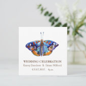 Faire-part de mariage, Élégant, Bleu Papillon Art (Debout devant)