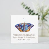 Faire-part de mariage, Élégant, Bleu Papillon Art (Debout devant)